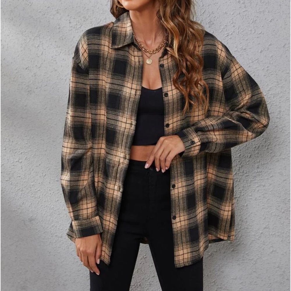 Kaki Plaid Flannel❕ - Picture 4 of 4
